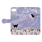 Lunatic Cat-ismの月花猫～桜花明ノ顔・薄藤色 Book-Style Smartphone Case:Opened (outside)