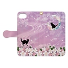 Lunatic Cat-ismの月花猫～桜花明ノ顔・浅紫色 Book-Style Smartphone Case:Opened (outside)