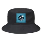 PoTeChiのキャンプロゴ ブルー バケットハット Bucket Hat