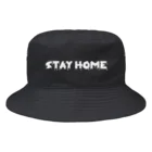 SANKAKU DESIGN STOREのhorror STAY HOME。 白 Bucket Hat