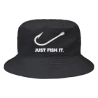 gemgemshopのJUST FISH IT (白) Bucket Hat