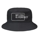 FUNNY JOKESのMY CSS IS PERFECT-CSS完全に理解した-英語バージョン 白ロゴ Bucket Hat