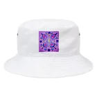 点描曼荼羅の世界の青い蝶 Bucket Hat