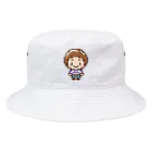 子供と動物のイラスト屋さん｜イラストグッズのお店のドット絵風　ボーダーシャツのキャラクター Bucket Hat