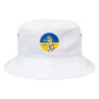 諭苑のSUZURI店のLove＆Peace観世音菩薩ウクライナ国旗背景 Bucket Hat