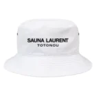 TOKYO LOGOSHOP 東京ロゴショップのSAUNA LAURENT TOTONOU-サウナローラン ととのう-黒ロゴ Bucket Hat