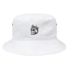 COOL&SIMPLEのBlack White Illustrated Skull King  Bucket Hat