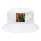 Hayate Kawakami オリジナルのサイバーパンク猫 Bucket Hat