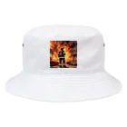 もふもふの火災現場の勇敢な消防士のグッズ Bucket Hat