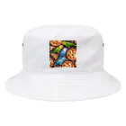 mofu mofu309のピザ食べるインコ Bucket Hat