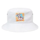 gobosyokaiのかわいいハスキーの子犬のイラストグッズC Bucket Hat