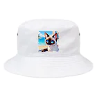 Horizon360のシャム猫のサファイヤ海に輝く Bucket Hat