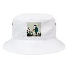 おかず屋の雨でも水やりおじさん Bucket Hat