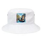 ニャーちゃんショップのヴェネツィアの水路でゴンドラに乗っているネコ Bucket Hat