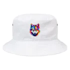 MK's SOLUTIONのカラフルなおおかみ Bucket Hat