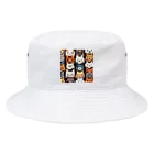 動物ドットのぎっしりぼーっとネコドット Bucket Hat
