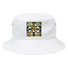 alphabet stained glassのstained glass N Bucket Hat