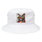 だんのんのカラフルメガネをかけた猫 Bucket Hat