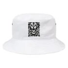 SERIY_SHOPの荘厳なる支配者：モノトーンのライオンの描画 Bucket Hat