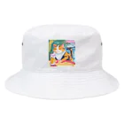 tanather shopのビールを飲んで幸せそうなネコさん Bucket Hat