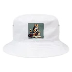 三毛猫shopの本を読む猫 Bucket Hat