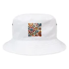 使いやすいデザインがいいね！のお花のバティック柄 鮮やか Bucket Hat