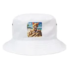 サイバーセキュリティマネジメントオフィスの砂の城で遊ぶ猫 Bucket Hat