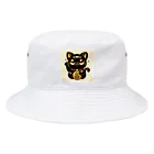 黒猫ギャラリー🐈‍⬛の招福招き黒猫 Bucket Hat