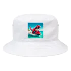 DINO-studioのジェットスキーを楽しむ赤ティラノ Bucket Hat