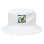 ハワイライフのSURFING猫（女の子バージョン） Bucket Hat