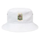 ぷぷオレンジのkokeshi dolls白い花 Bucket Hat