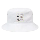 わらしな山猫堂の６匹猫【薄枠印】クレヨンイラストS Bucket Hat