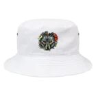 筆ペン画家 原良輔のオオカミと花 Bucket Hat