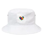 綺麗何学模様の虹×ハート×虹（ホワイト） Bucket Hat