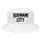JIMOTOE Wear Local Japanの杉並区 SUGINAMI CITY ロゴブラック Bucket Hat