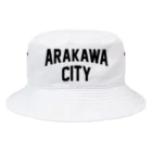 JIMOTO Wear Local Japanの荒川区 ARAKAWA WARD ロゴブラック バケットハット