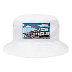 やすこーん（YASCORN）鉄道の鉄道：「踊り子」18５系と富士山、桜　イラスト Bucket Hat