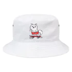 イラスト MONYAAT のワンポイント 赤ぱんポメラのスケボー Bucket Hat