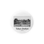 ヴィンテージ鉄道写真グッズの店のヴィンテージ写真　戦前の東京駅 （モノクロフォト） 缶バッジ