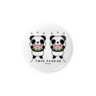 キッズサイズ　わんぱくぽめる堂のCT168 TWIN PANDAS 一緒のスイカ*st  Tin Badge