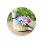 Kiraraca/きららか(の中の人)の雪割草と幸せの青い鳥ルリビタキ(正方形) 缶バッジ
