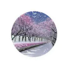 Yossy's Item Factoryの夜の桜並木に雪 缶バッジ