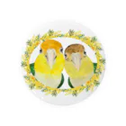 mariechan_koboの034 シロハラインコpairs ミモザのリース Tin Badge