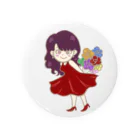 まなclarinetの虹色の花束を持つ女の子 Tin Badge