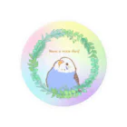 one-naacoの【全サイズ対応版】Have a nice day！丸いもふ鳥。(セキセイインコ(ノーマル バイオレットブルー)) Tin Badge