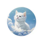 MilkiWay Spiritual Art Shopのホワイトキャットと星空のグラデイーション２ Tin Badge