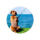 the dog is ⚫︎⚫︎ing ✖️✖️のthe dog is fishing fish Tin Badge