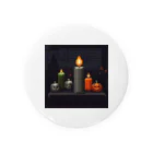 umakoiの火が灯る蝋燭とハロウィンカボチャのドット絵 Tin Badge
