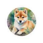 こころやすらぐの水彩子犬　柴犬 Tin Badge