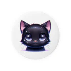 niko&PANDA shopのかわいい黒猫のクローズアップイラスト Tin Badge